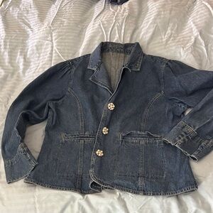 Denim Jacket with Floral Buttons